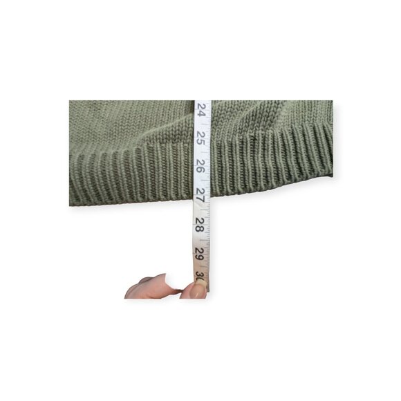 Vintage Eddie Bauer Olive Green Cable Knit Crewneck Sweater Size Large - Picture 10 of 10